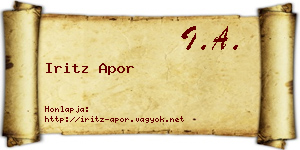 Iritz Apor névjegykártya